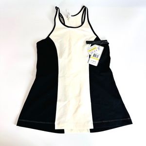 NEW Under Armour StudioLux Black Cream Racerback Compression Tank Top Women's M